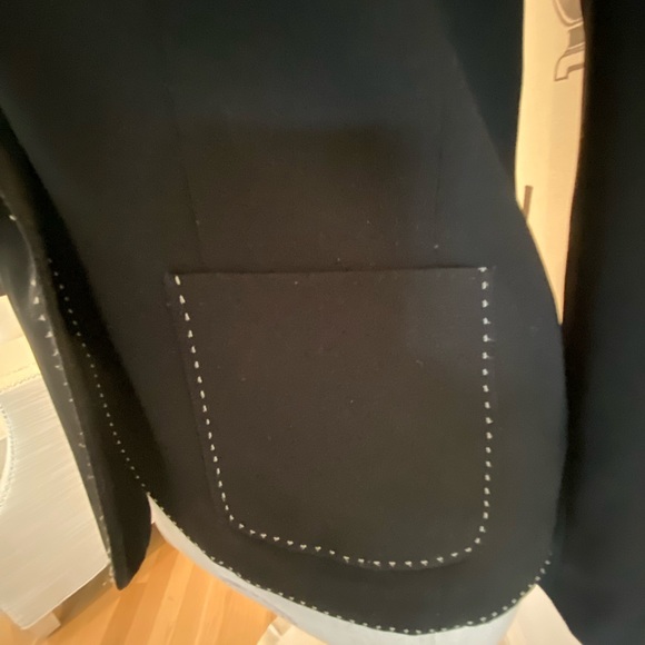 Mary McFadden Womens Black Blazer w White Contrast Stitching / Size 6 - Picture 8 of 14